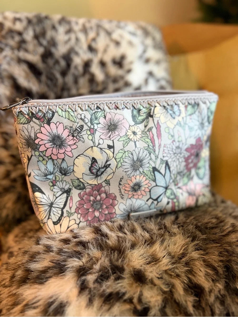 Sakroots Floral Canvas Cosmetic Bag in Beige, Pink, Yellow, Blue, Green #1262